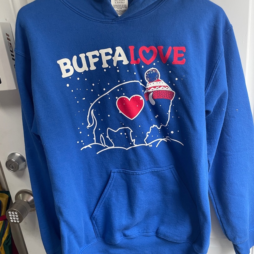 BuffaLove Blue Graphic Hoodie Sweatshirt